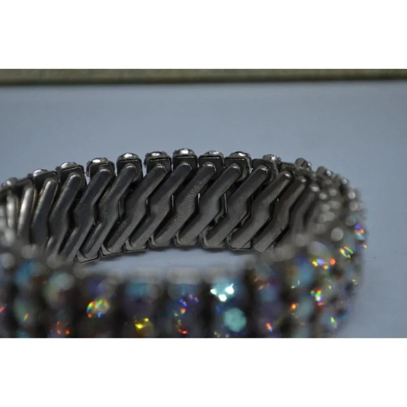 Aurora Borealis Necklace Earrings Bracelet Set 1960s Semicircle Ball Charms  Vtg - Picture 8 of 12